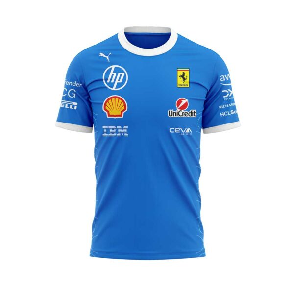 Scuderia Ferrari HP 2025 Monza Limited Edition Charles Leclerc Signature Blue Shirt V2