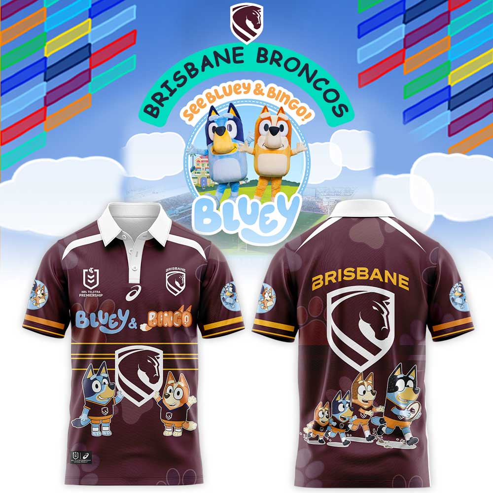 Brisbane Broncos Bluey and Bingo 2026 Limited Collection Polo