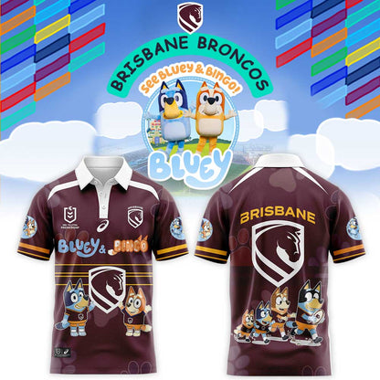 Brisbane Broncos Bluey and Bingo 2026 Limited Collection Polo
