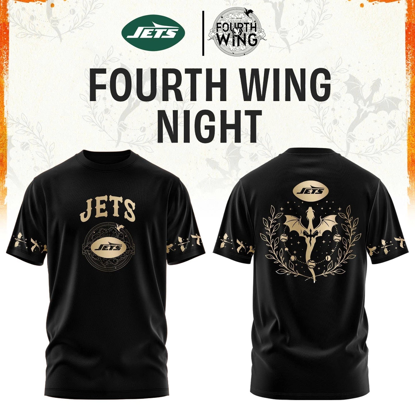 NY Jets Fourth Wings Night Black Shirt