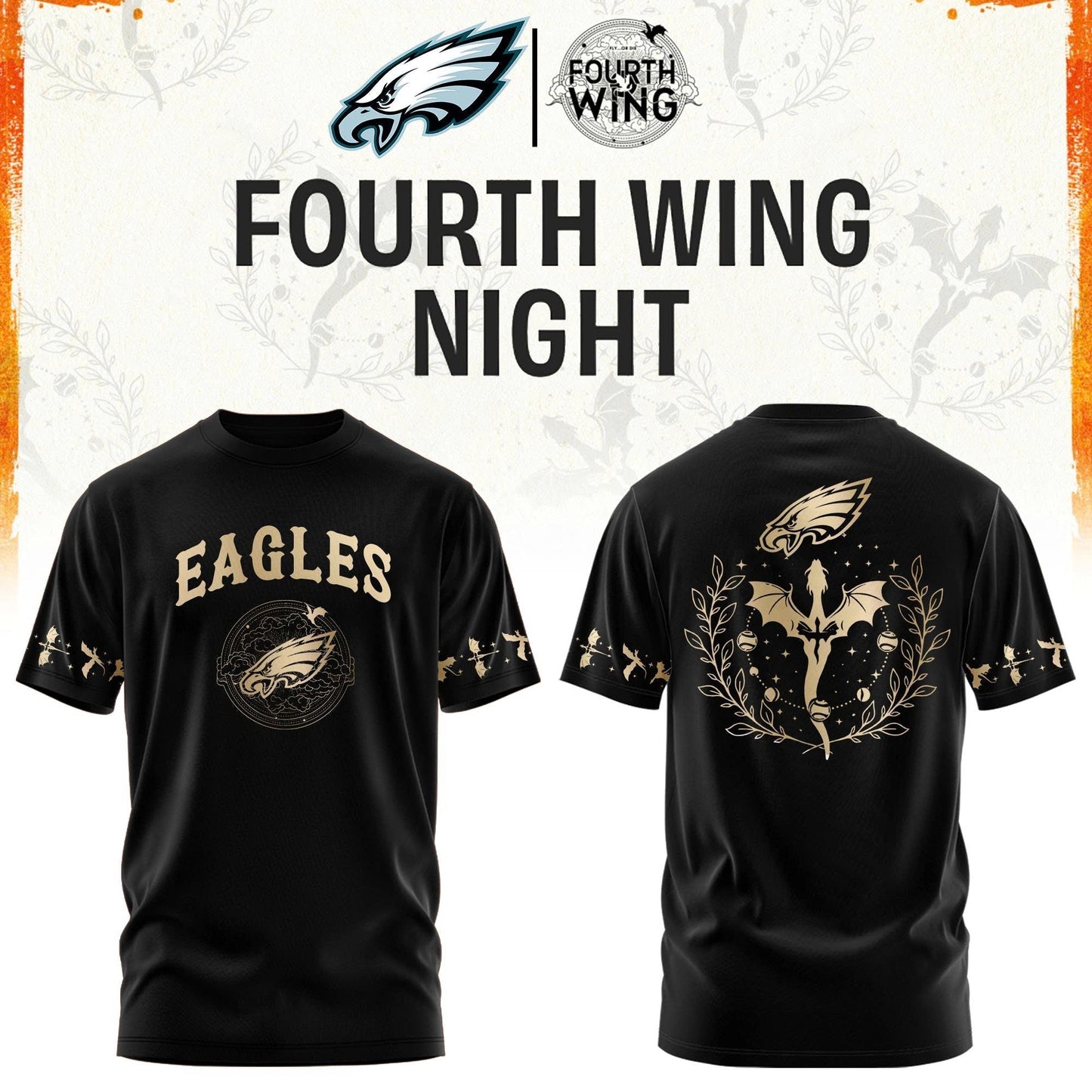 P Eagles Fourth Wings Night Black Shirt