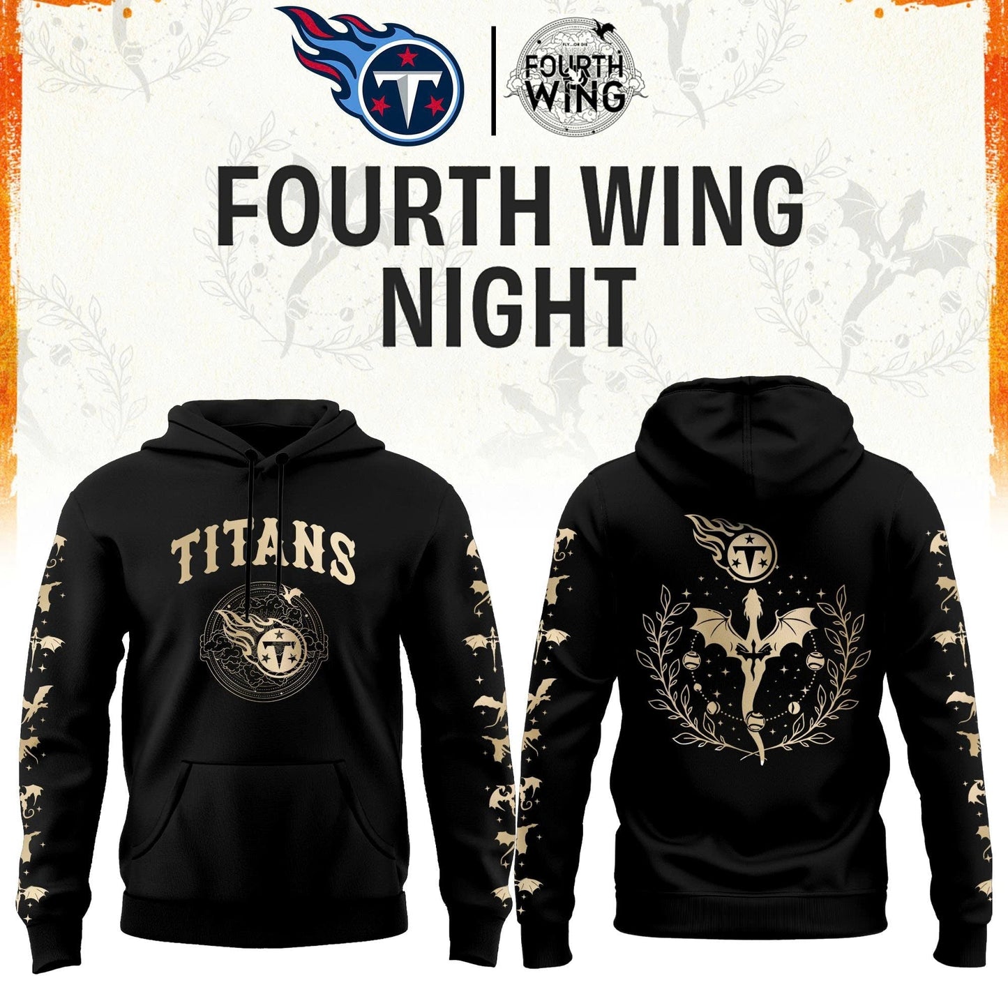 T Titans Fourth Wings Night Black Hoodie