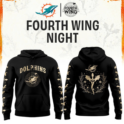 M Dolphins Fourth Wings Night Black Hoodie