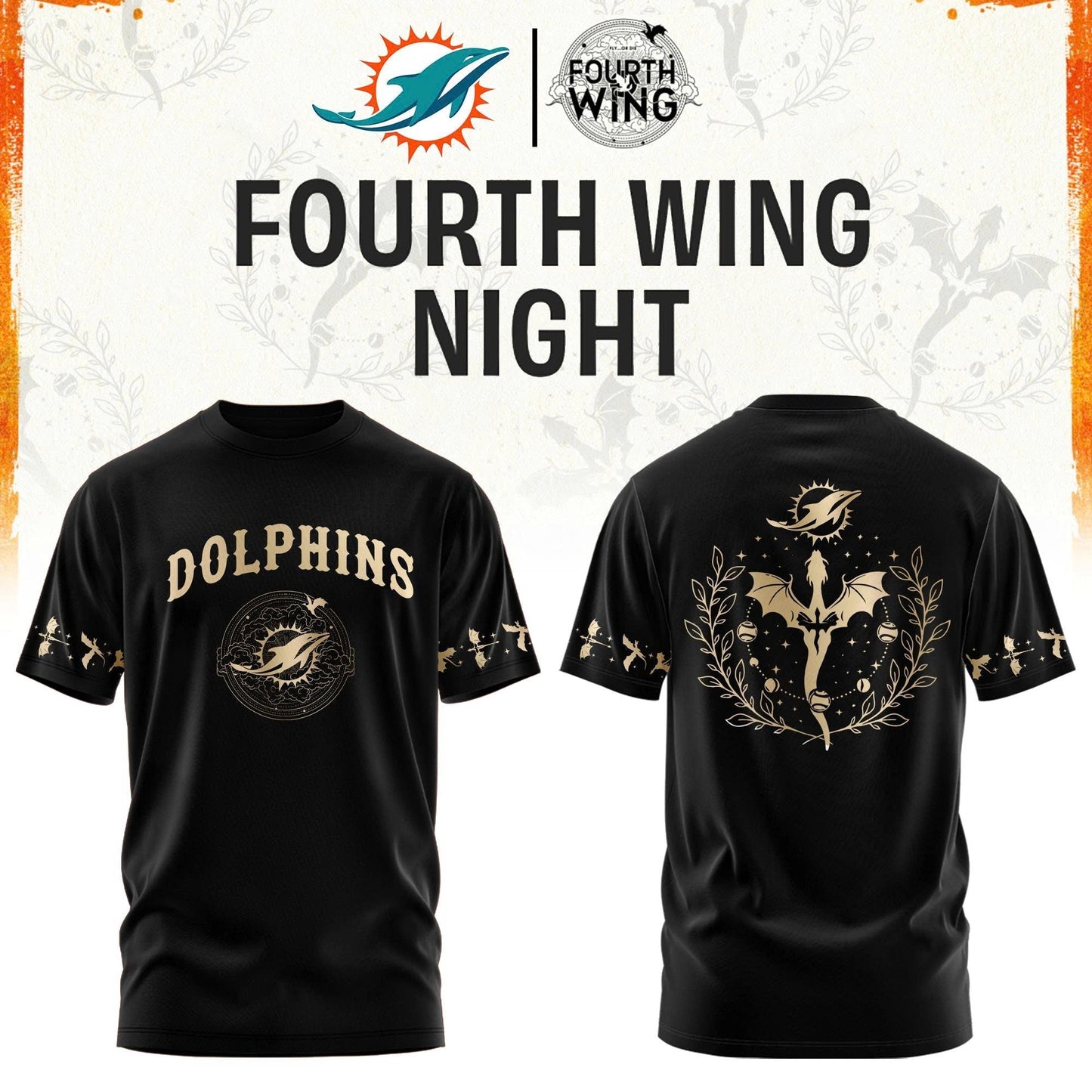M Dolphins Fourth Wings Night Black Shirt
