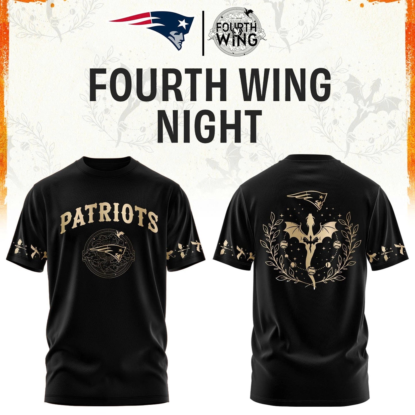 NE Patriots Fourth Wings Night Black Shirt