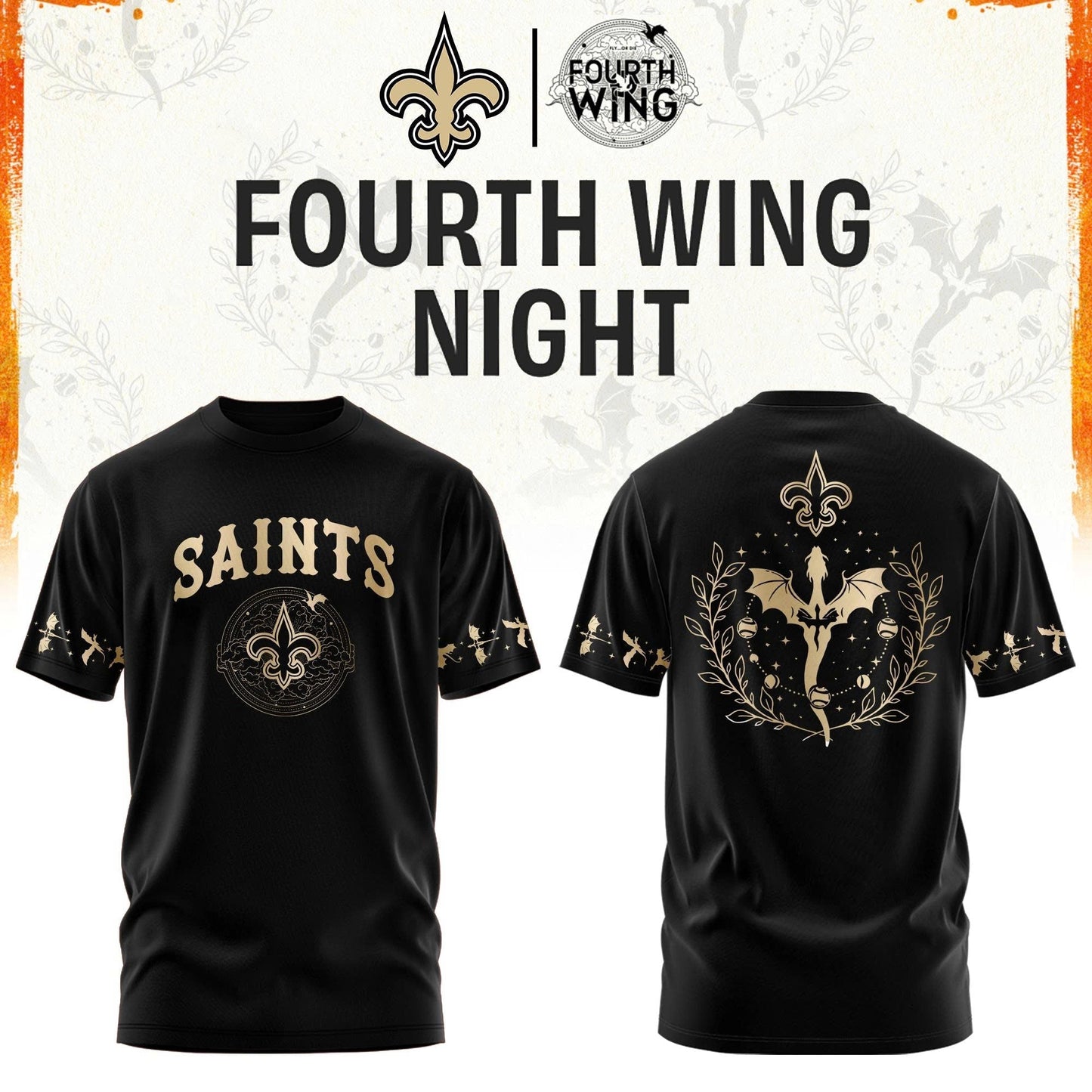 NO Saints Fourth Wings Night Black Shirt