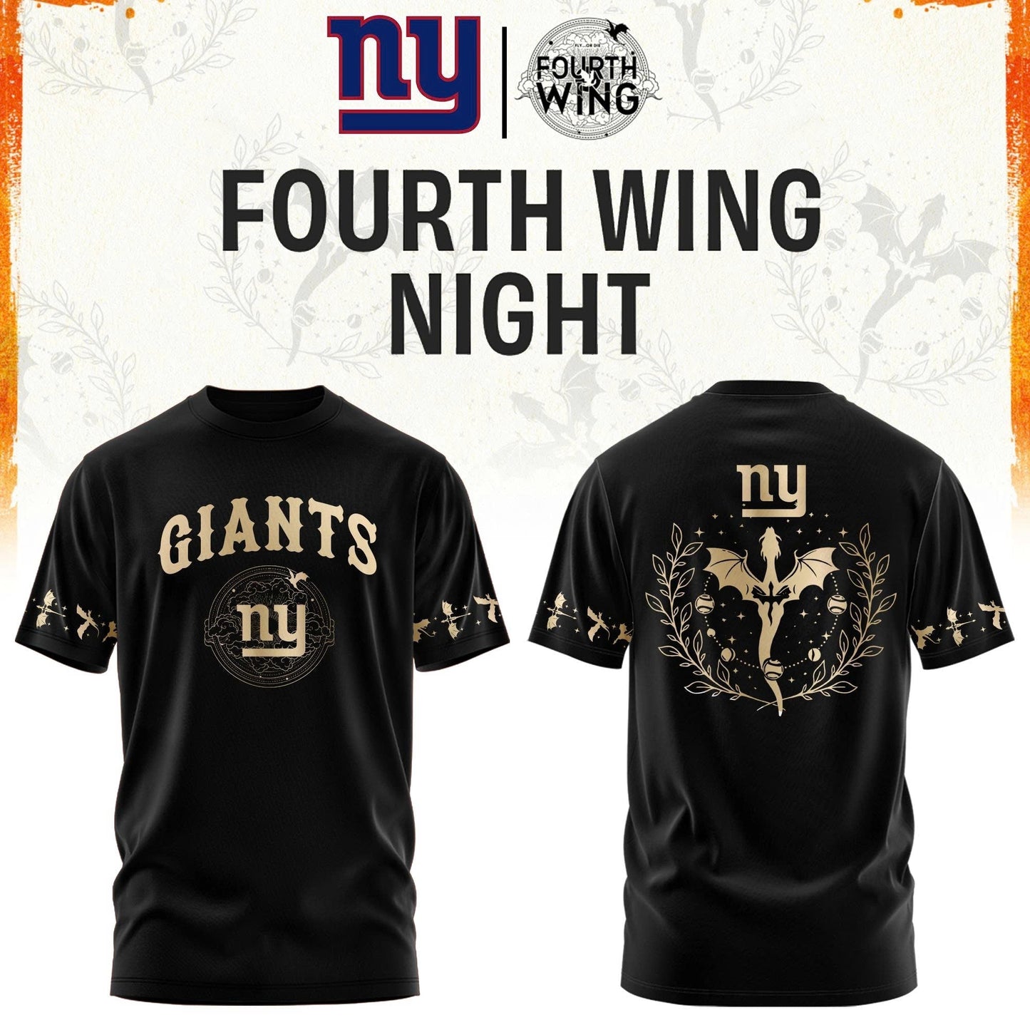 NY Giants Fourth Wings Night Black Shirt