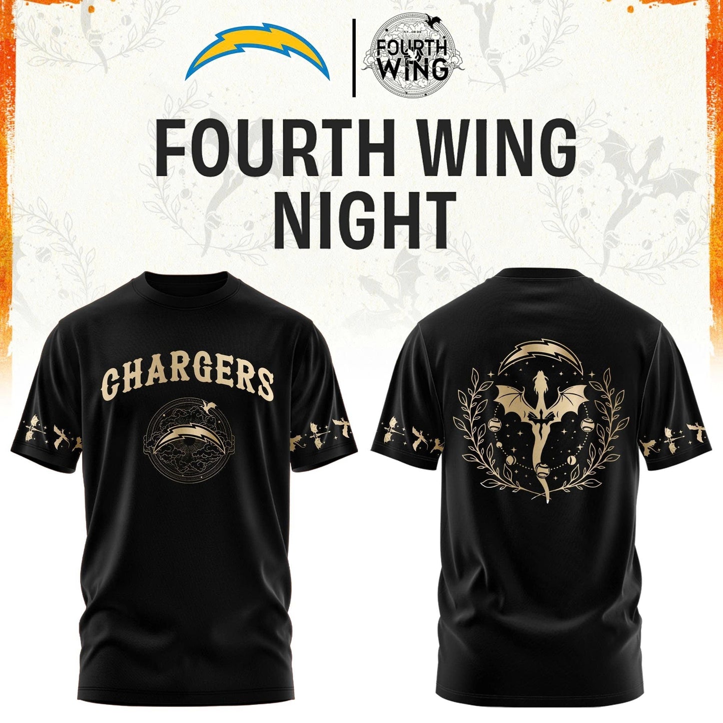 LA Chargers Fourth Wings Night Black Shirt