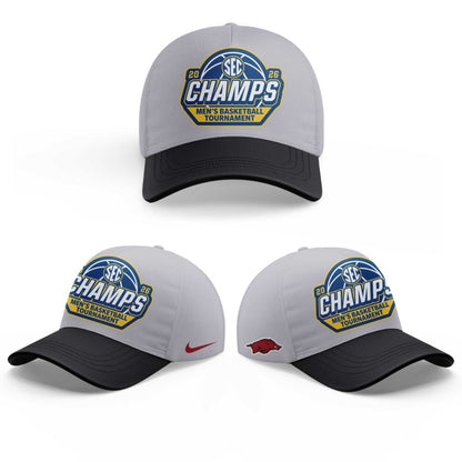 A Razorbacks Basketball 2026 SEC Men™s Basketball Tournament Champions White Shirt
