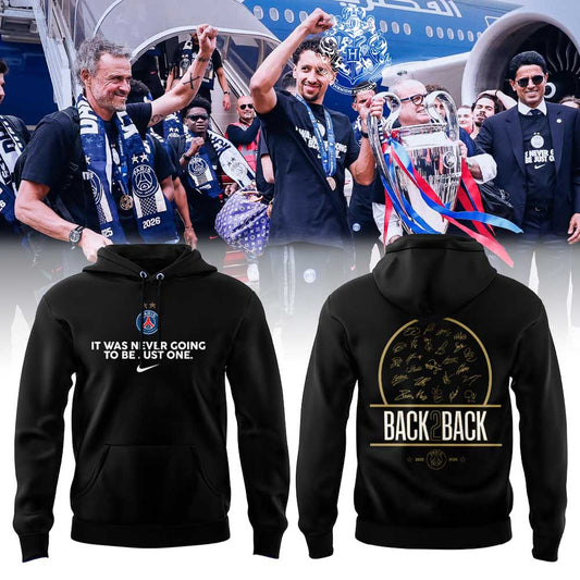 Paris Saint-Germain (PSG) – Champions of the UEFA Champions League 2026. Hoodie Black