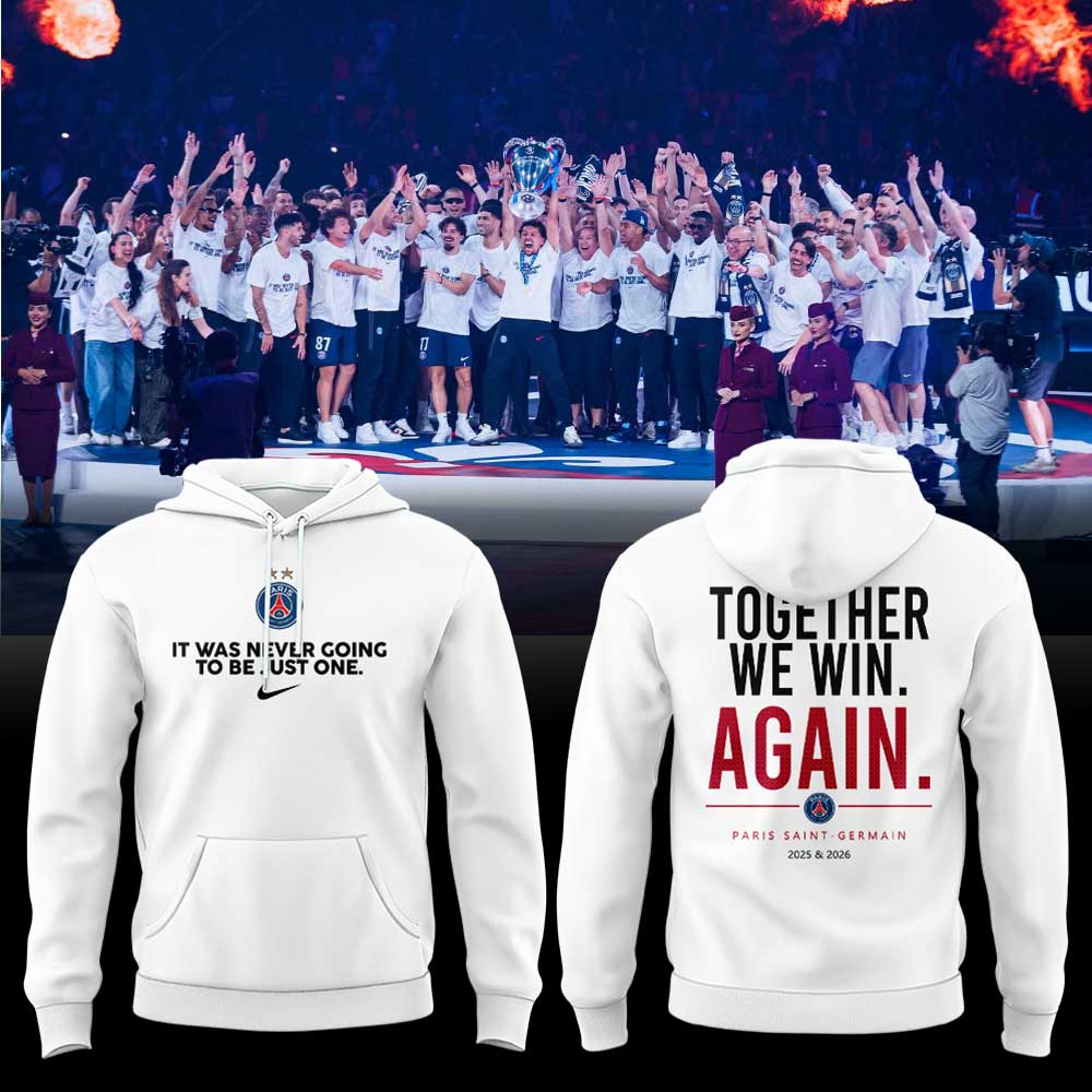 Paris Saint-Germain (PSG) – Champions of the UEFA Champions League 2026. Hoodie White