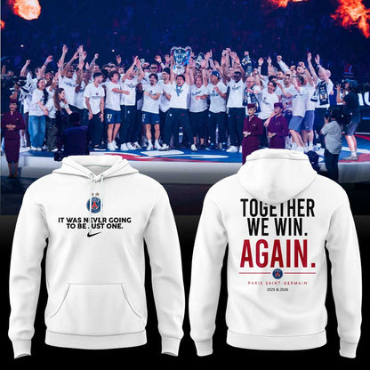 Paris Saint-Germain (PSG) – Champions of the UEFA Champions League 2026. Hoodie White