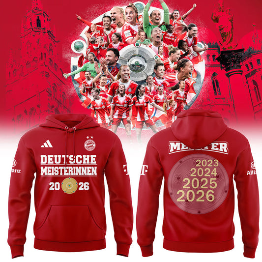 FC Bayern Frauen ” Has Won The Women™s Bundesliga Title For The Fourth Consecutive Time Hoodie Red V2