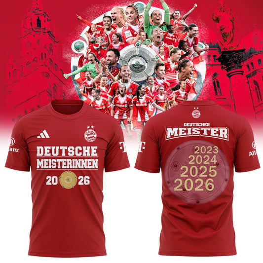 FC Bayern Frauen ” Has Won The Women™s Bundesliga Title For The Fourth Consecutive Time Shirt Red V2