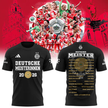 FC Bayern Frauen ” Has Won The Women™s Bundesliga Title For The Fourth Consecutive Time Shirt Black