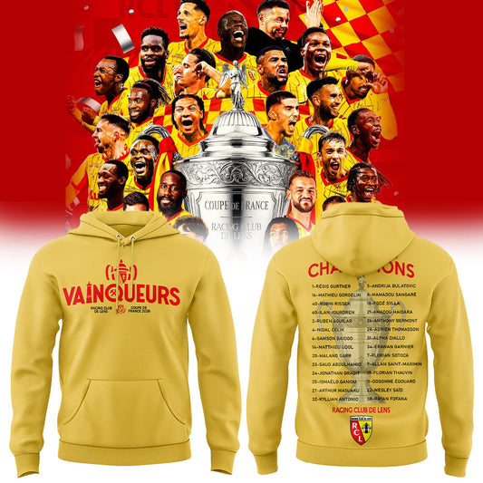 Racing Club de Lens Coupe de France 2025–26 Champions Hoodie Yellow