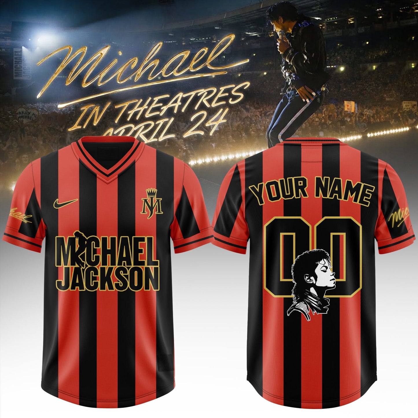 Michael Jackson Customize Football Jersey – Special Movie Edition – Red&Black