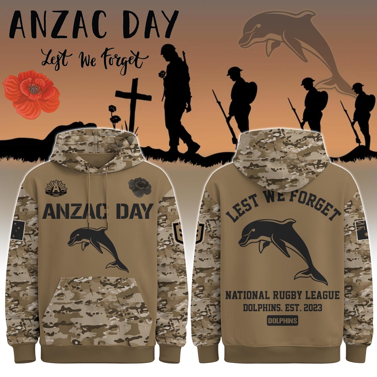 Dolphins “ Anzac Day Hoodie
