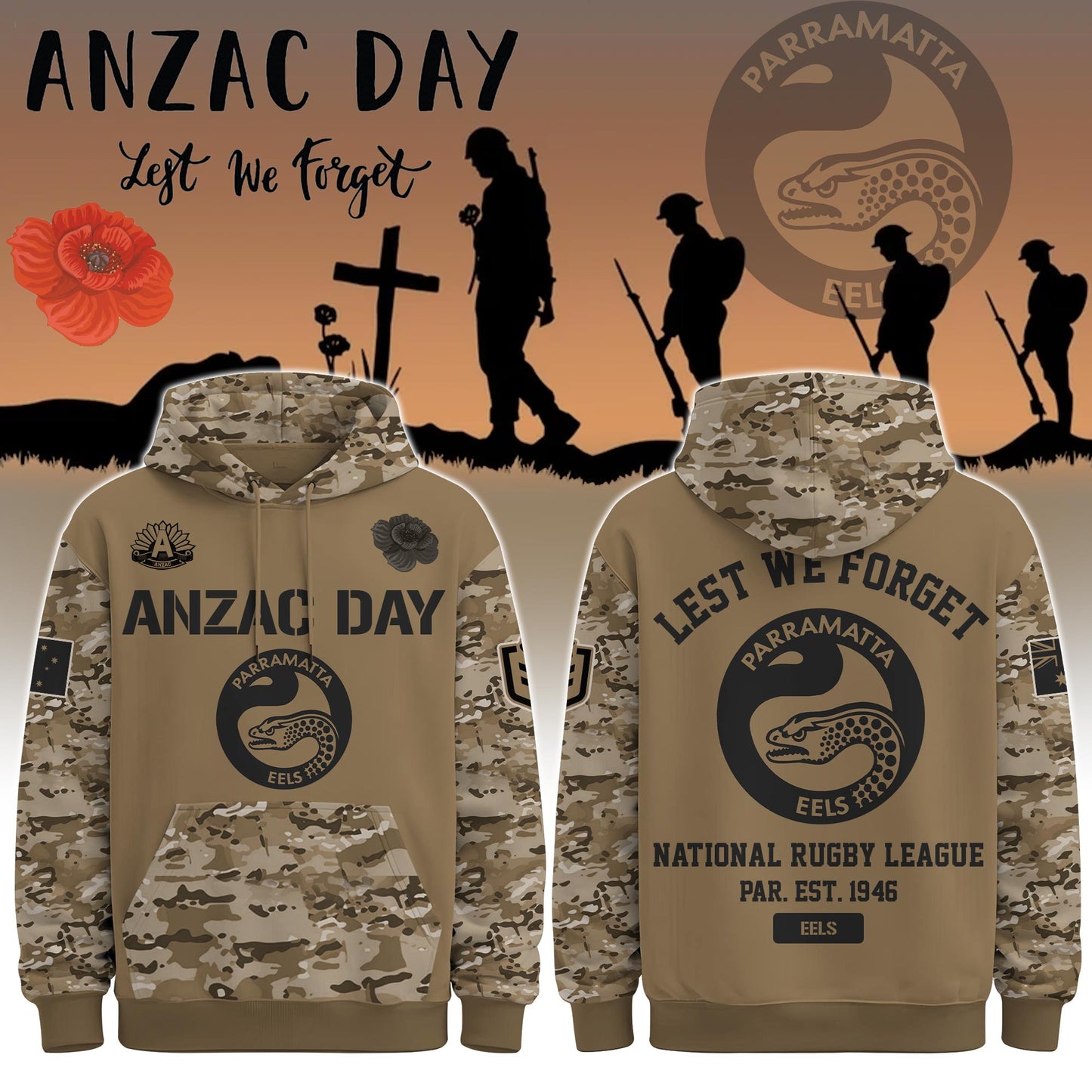 Parramatta Eels “ Anzac Day Hoodie