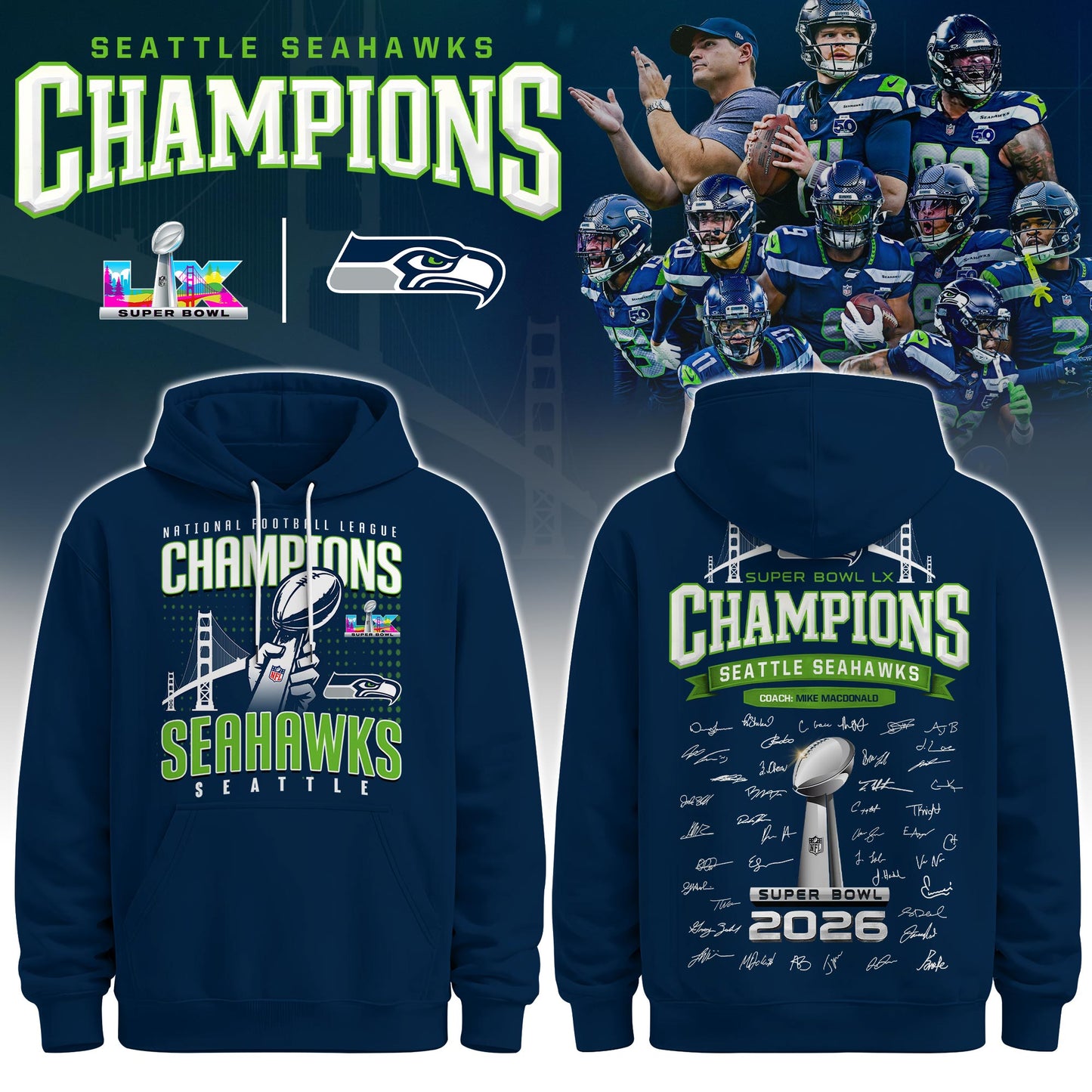 Seattle Seahawks Super Bowl LX Champions Limited Edition Hoodie