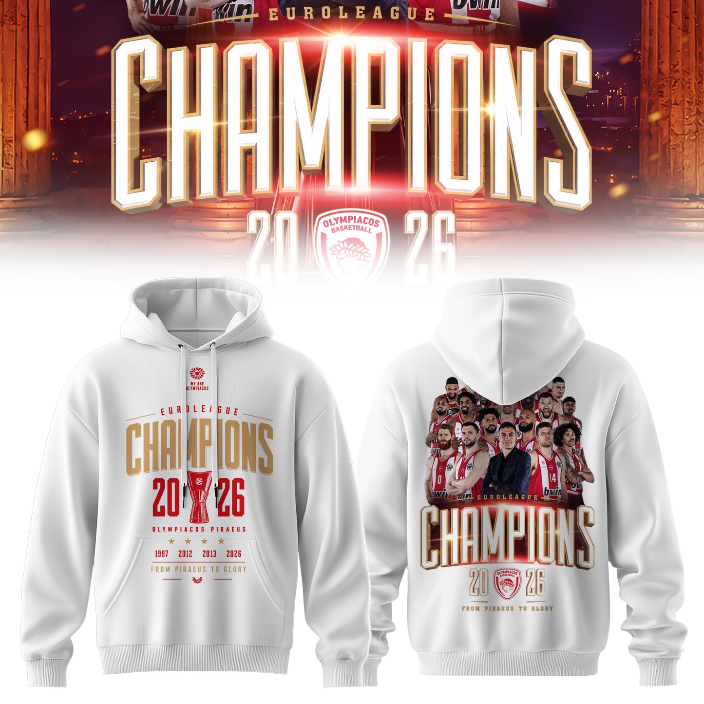 THE 2026 EUROLEAGUE CHAMPIONS – OLYMPIACOS Hoodie