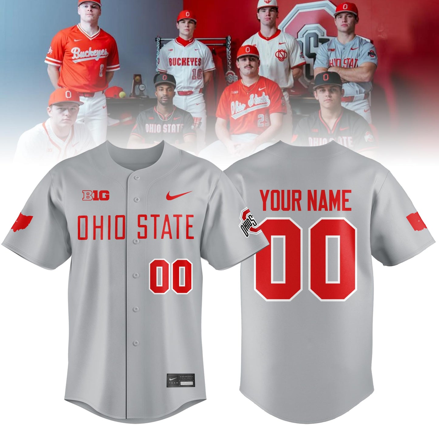 OSU Baseball 2026 Limited Custom Jersey – Gray