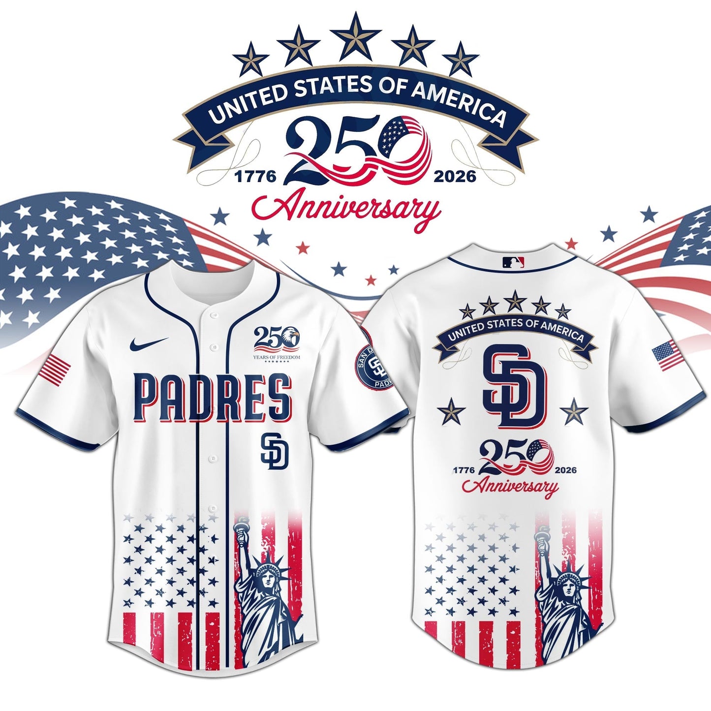 SD Padres special America’s 250th Anniversary Limited Edition Jersey
