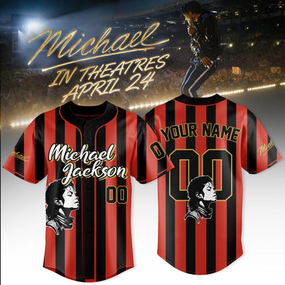 Michael Jackson Customize Baseball Jersey – Special Movie Edition – Red&Black