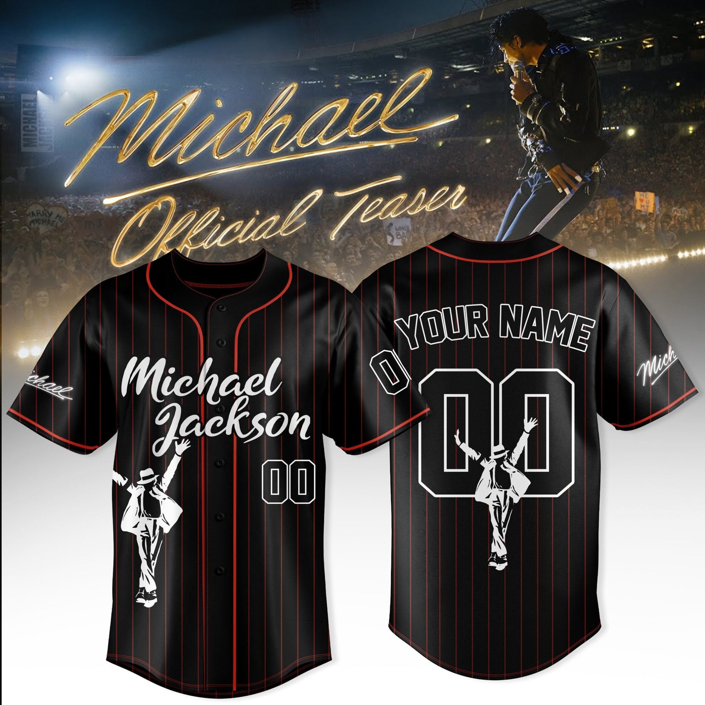 Michael Jackson Customize Baseball Jersey – Special Movie Edition – Black
