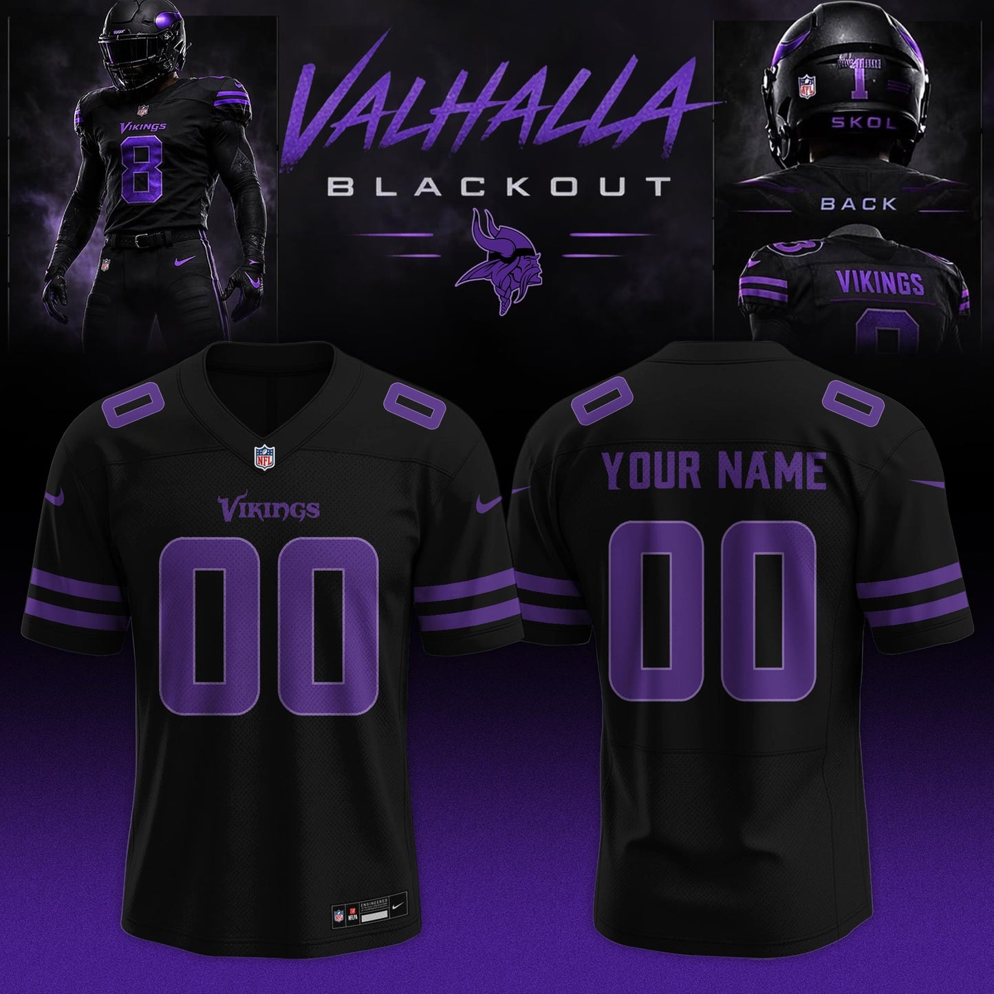Minnesota Vikings ‘Black Out’ 2026 Special Edition Custom Jersey