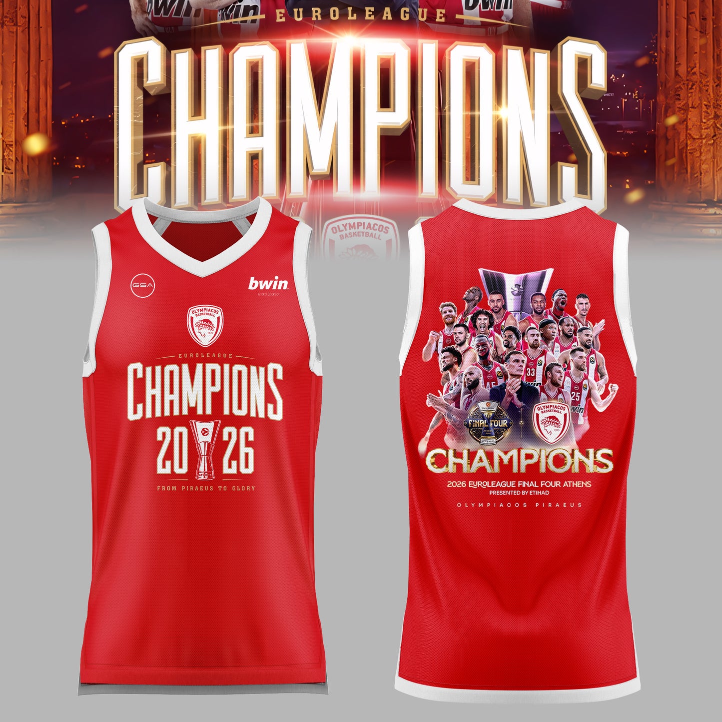 THE 2026 EUROLEAGUE CHAMPIONS – OLYMPIACOS Jersey