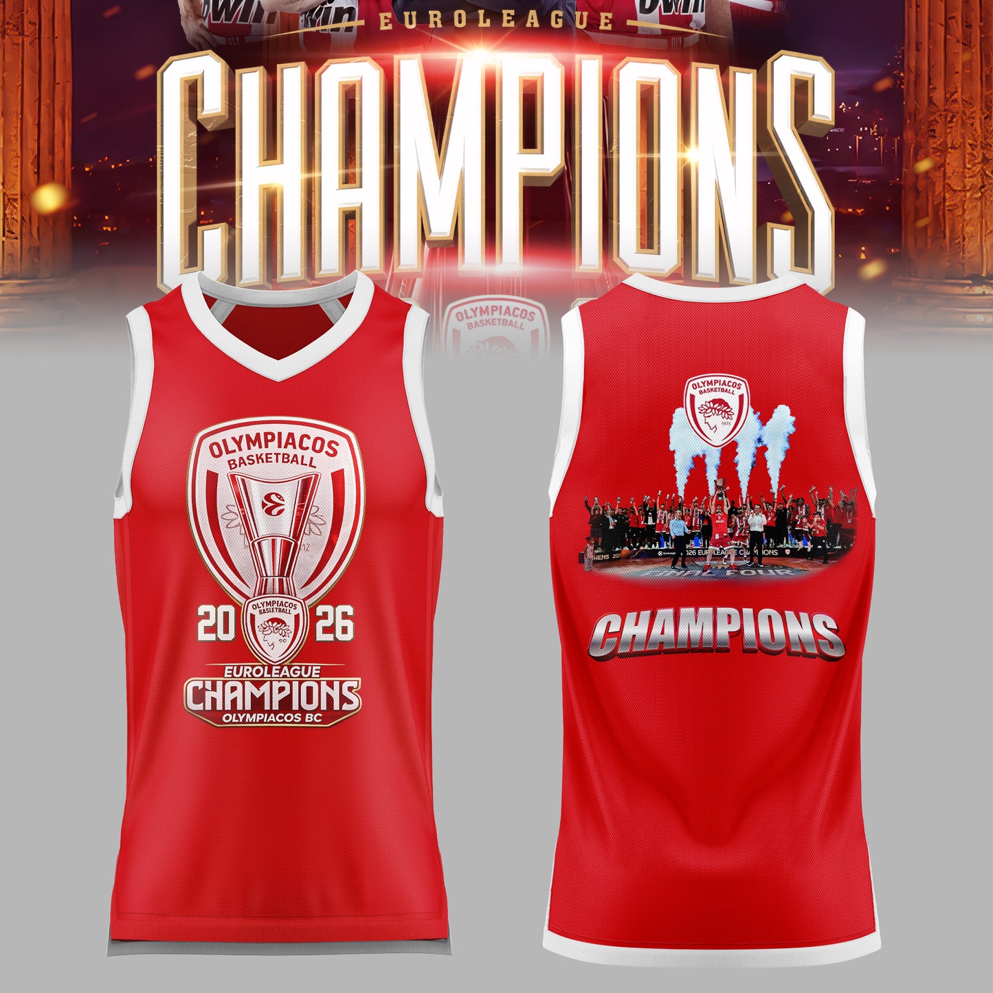 THE 2026 EUROLEAGUE CHAMPIONS – OLYMPIACOS Jersey