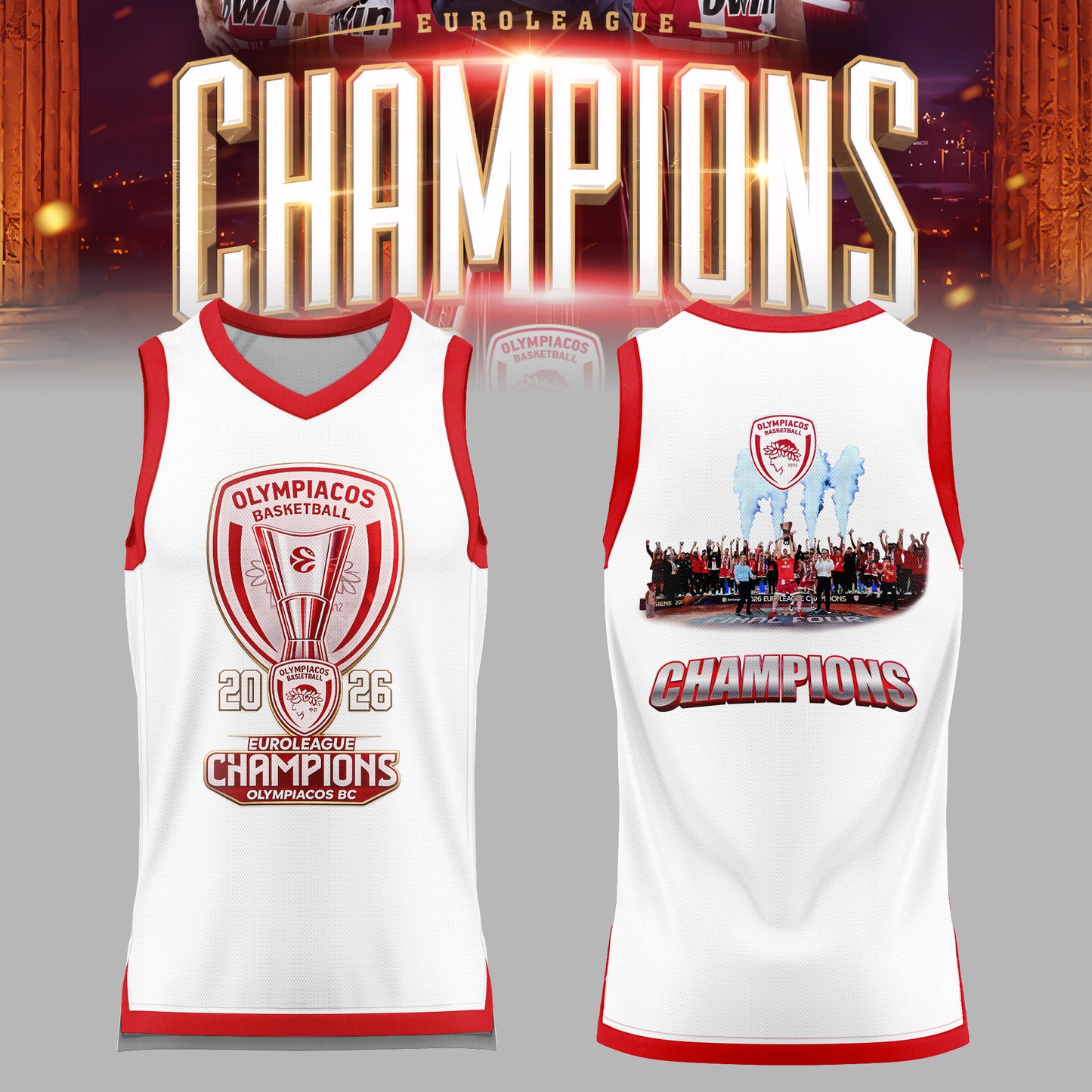 THE 2026 EUROLEAGUE CHAMPIONS – OLYMPIACOS Jersey