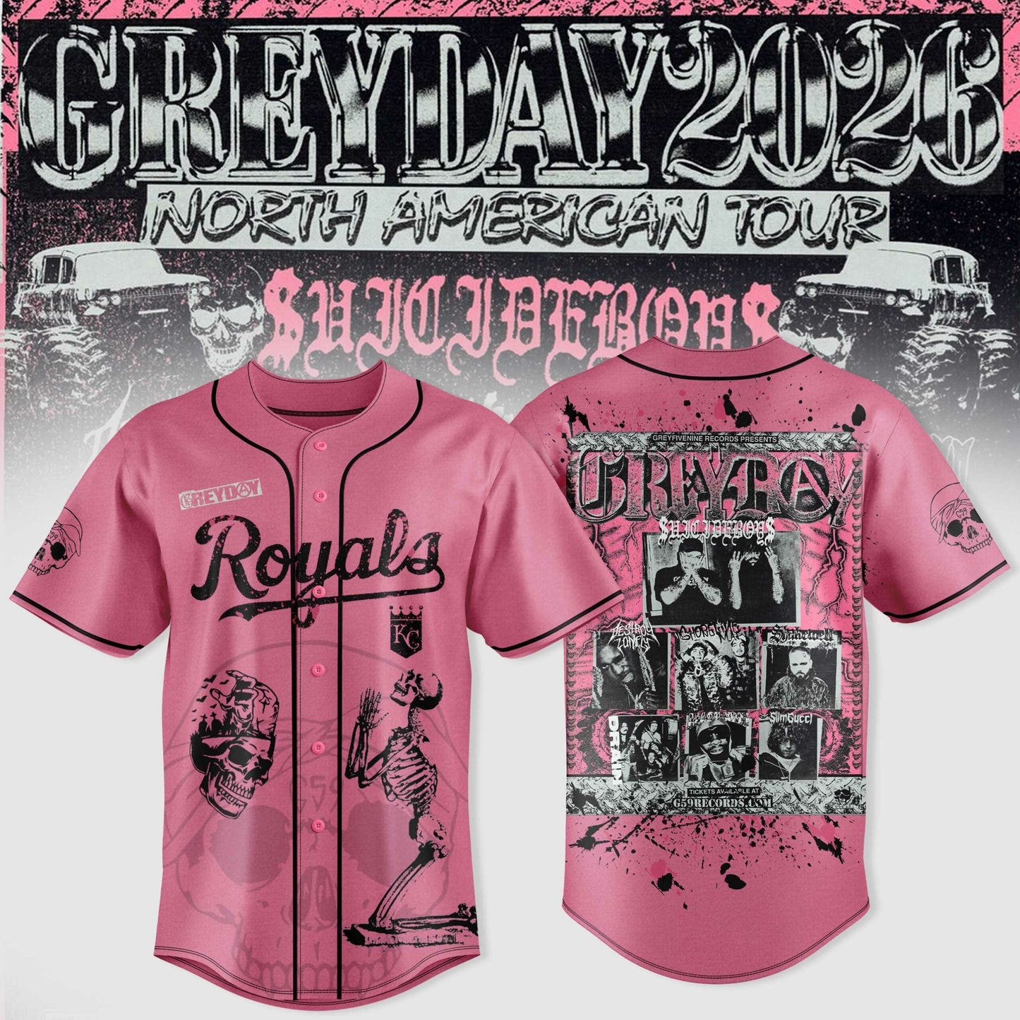 Kansas City Royals X $uicideboy$ Greyday 2026 “ North American Tour Jersey