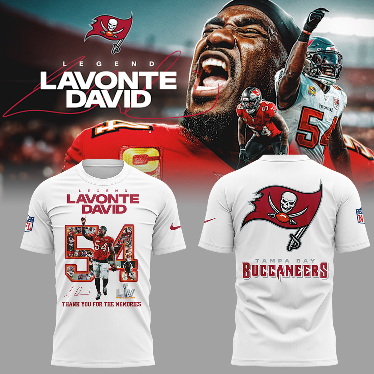 Limited Edition Legend Lavonte David “ Thank You For The Memories TShirt