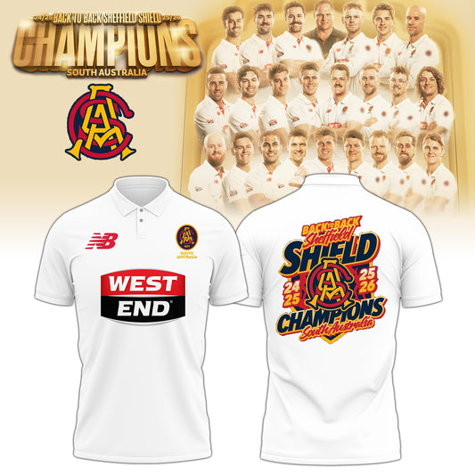 South Australia Special Back to Back Sheffield Shield Cricket Champions Limited Edition Polo
