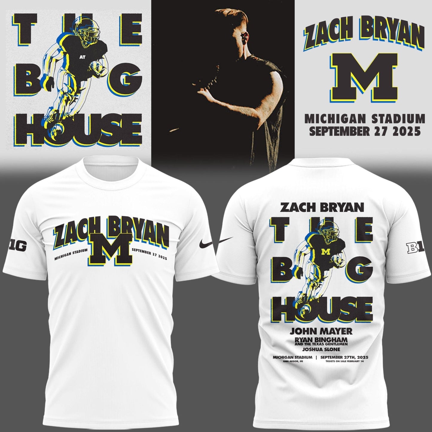 Limited Edition Michigan Fb Zach The Quittin™ Time Tour 2025 Michigan Stadium TShirt