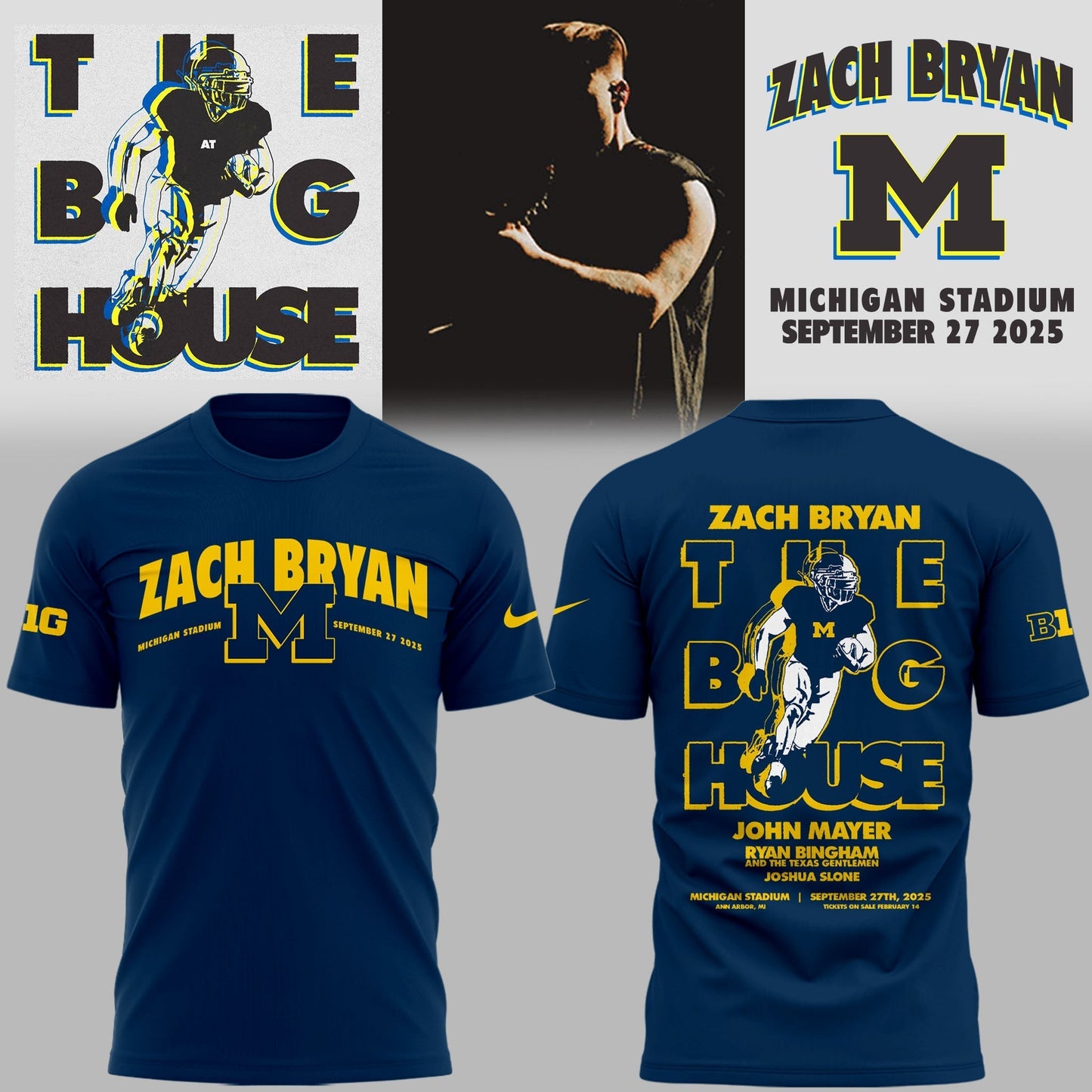 Limited Edition Michigan Fb Zach The Quittin™ Time Tour 2025 Michigan Stadium TShirt