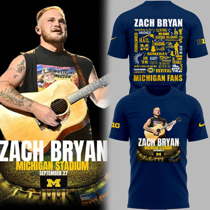 Limited Edition Michigan Fb Zach The Quittin™ Time Tour 2025 Michigan Stadium TShirt