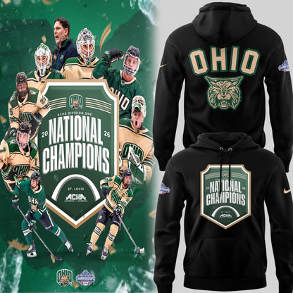 Limited Edition Ohio Bobcat ACHA National Champions 2026ðŸ†Hoodie