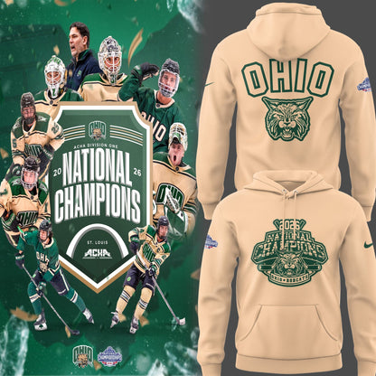 Limited Edition Ohio Bobcat ACHA National Champions 2026ðŸ†Hoodie