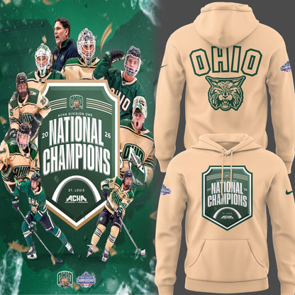 Limited Edition Ohio Bobcat ACHA National Champions 2026ðŸ†Hoodie