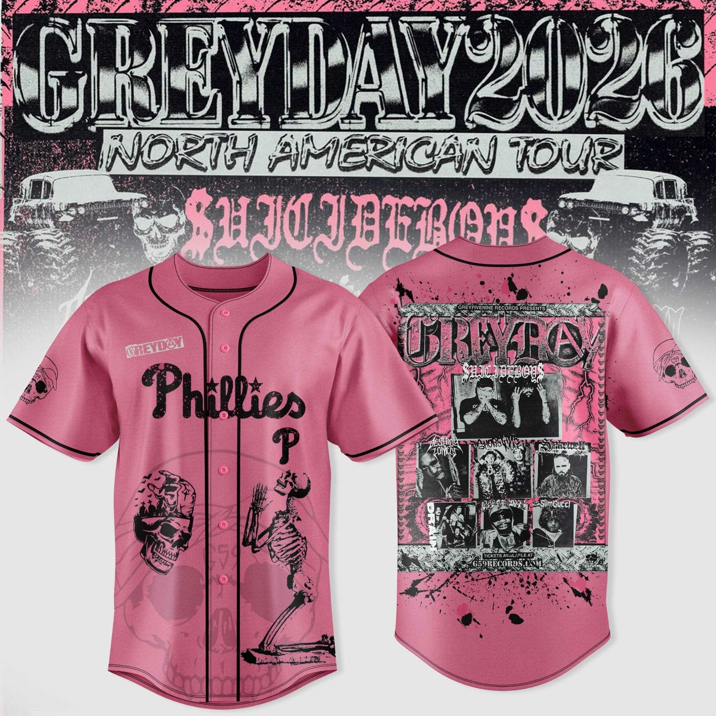 All Team MLB X $uicideboy$ Greyday 2026 “ North American Tour Jersey