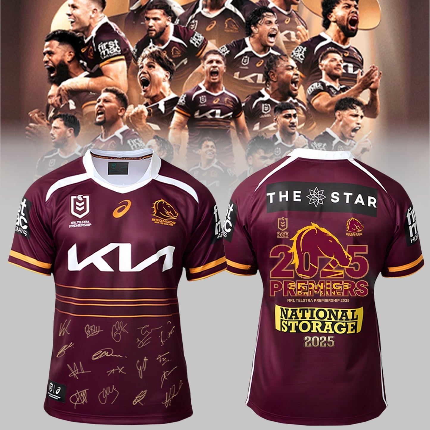 Brisbane Broncos Champions NRL 2025 Limited Edition Signed Jersey