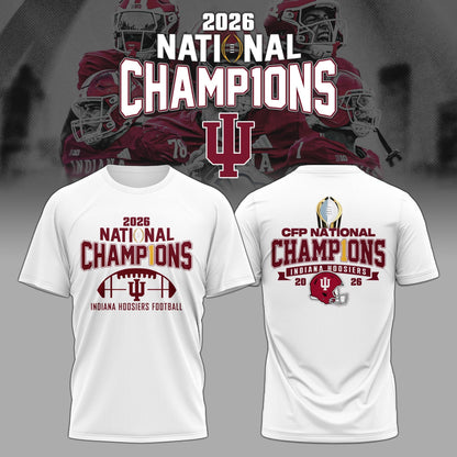 Indiana Hoosiers National Champions 2025/26 Tshirt White Limited Edition + Selling Out Fast