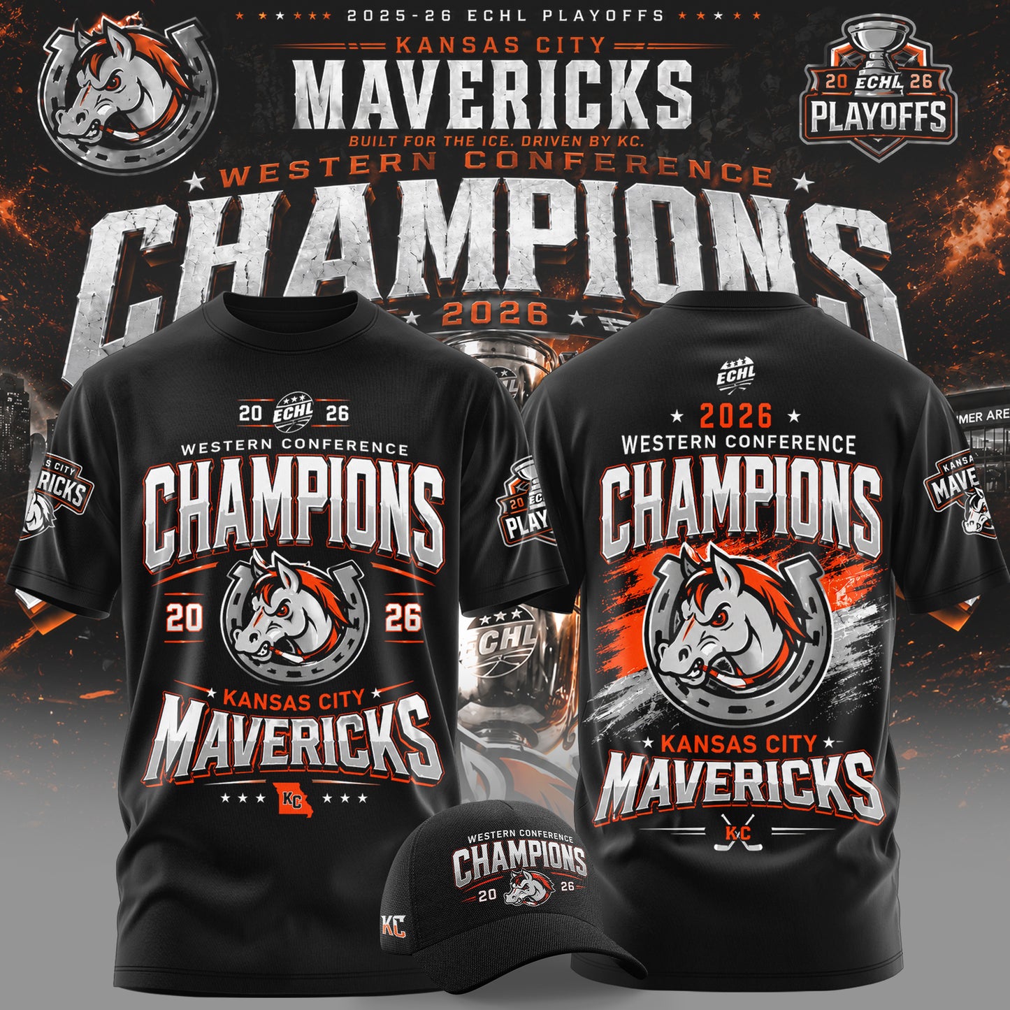 Kansas City Mavericks 2026 Western Conference Champions Tshirt