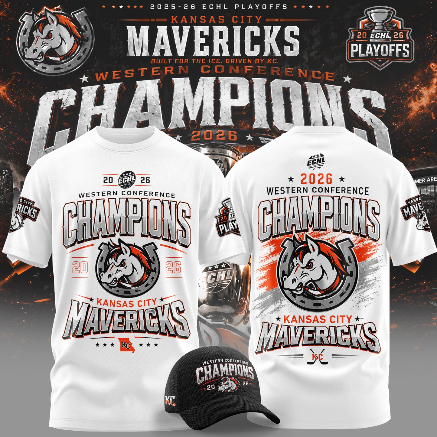 Kansas City Mavericks 2026 Western Conference Champions Tshirt