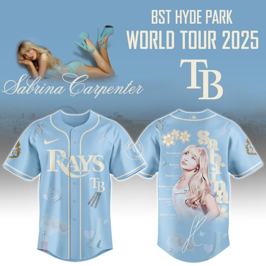 T B Rays x Sabrina Carpenter Short  Sweet Tour Jersey Editions Limited +Selling Out Fast