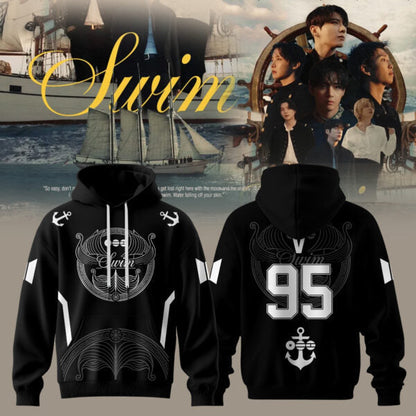 BTS “ Swim Arirang Album Mixed Mesh Hoodie