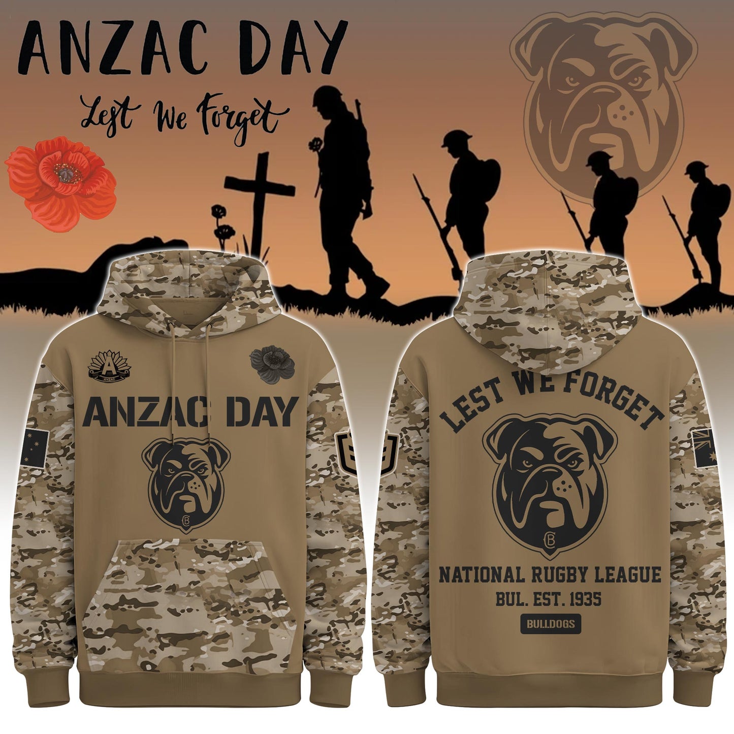 Canterbury-Bankstown Bulldogs “ Anzac Day Hoodie